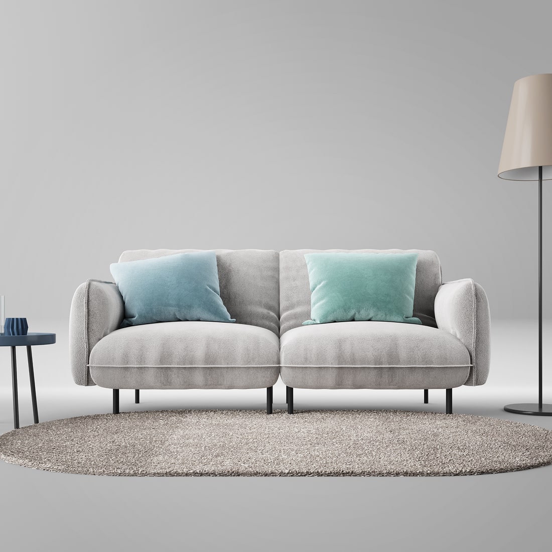 Modern Caramel Fabric Sofa - Ảnh 2